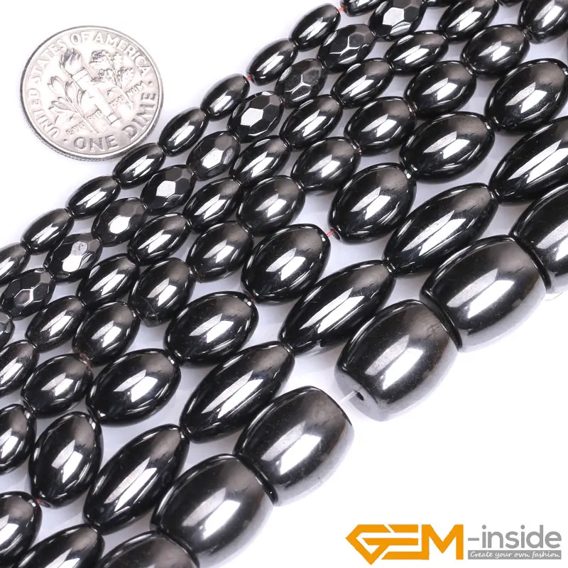 Natural Black Magnetic Hematite Rice Beads For Jewelry Making Strand 15 inch DIY Jewelry Accessorries Loose Spacer Bead For Gift