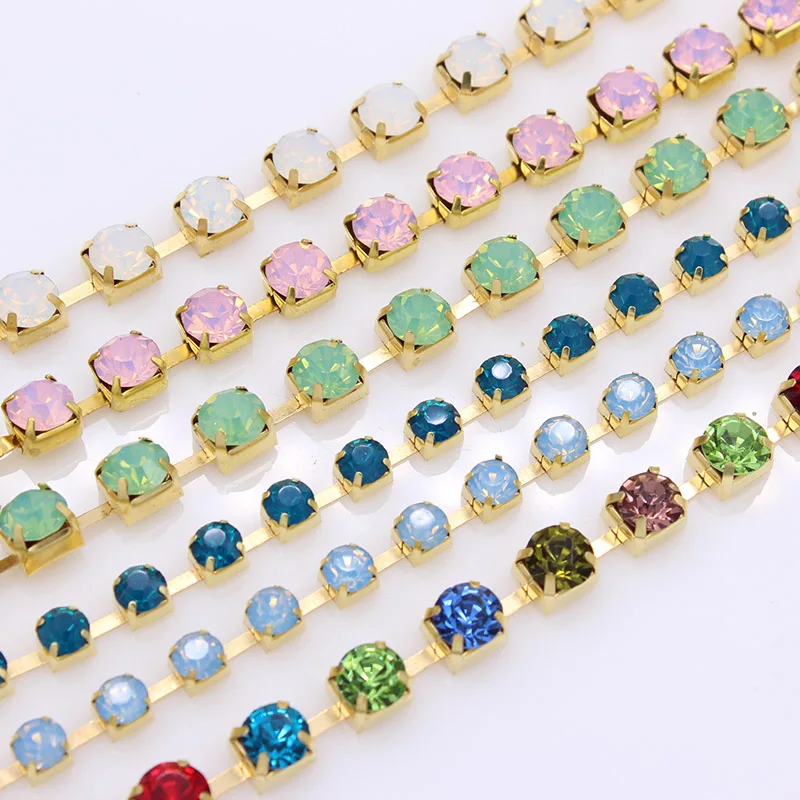 1yard ss38 color Rhinestone chain cup chain Crystal rhinestones trims sew on glue on for DIY wedding dress garment Accessories