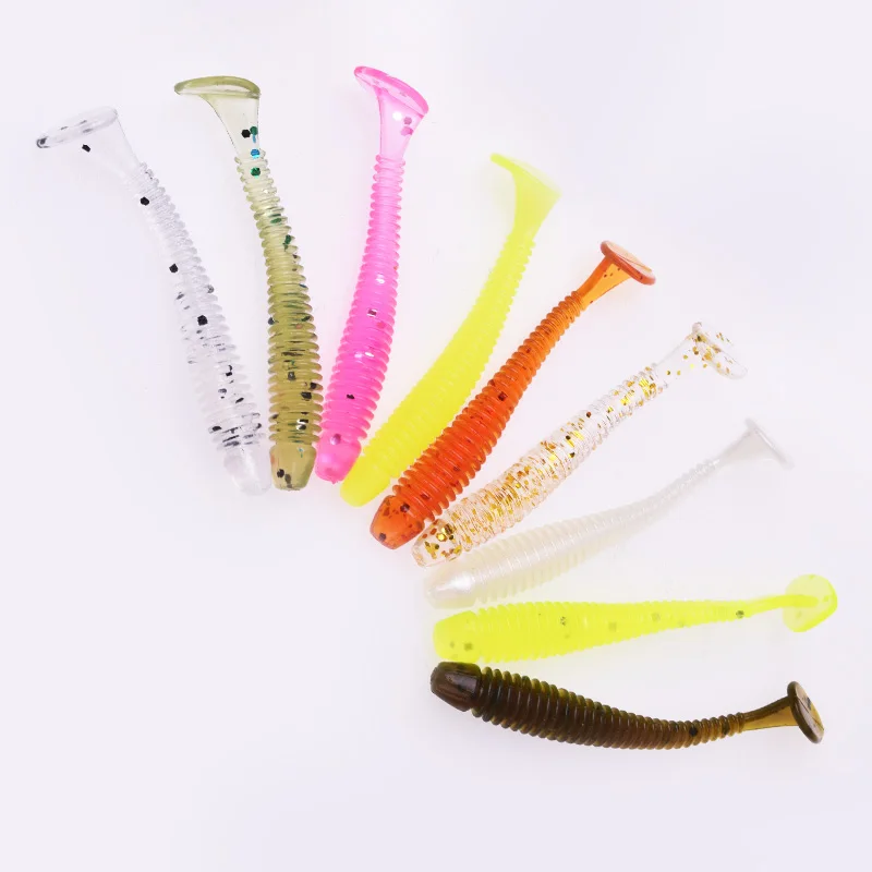 10 adet kolay parlatıcı silikon solucanlar yumuşak yemler 5cm 0.7g jig Wobblers balıkçılık Lures yapay Swimbaits bas sazan mücadele