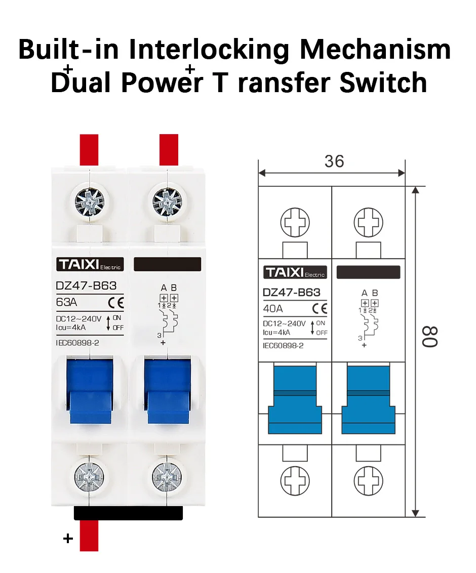 DC 12V 24V 48V 36V 72V MCB Batterie Auto Schutz Mini Leistungsschalter DZ47 Positive und negative Pole Schutz Schalter Isolator – Detail 14