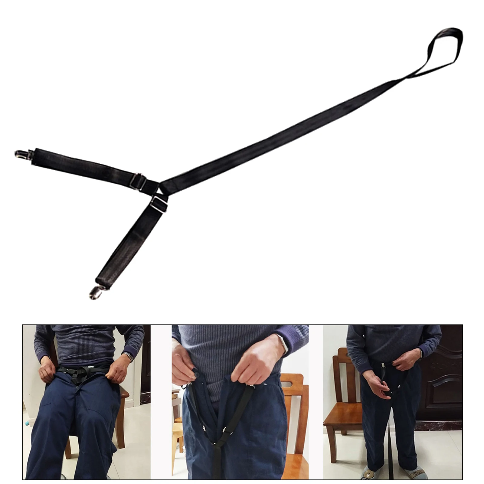 Easy to Place Clip and Pull Dressing Aid Strap Pants Assist Aids for Elderly Seniors Adjustable 99-115CM Black