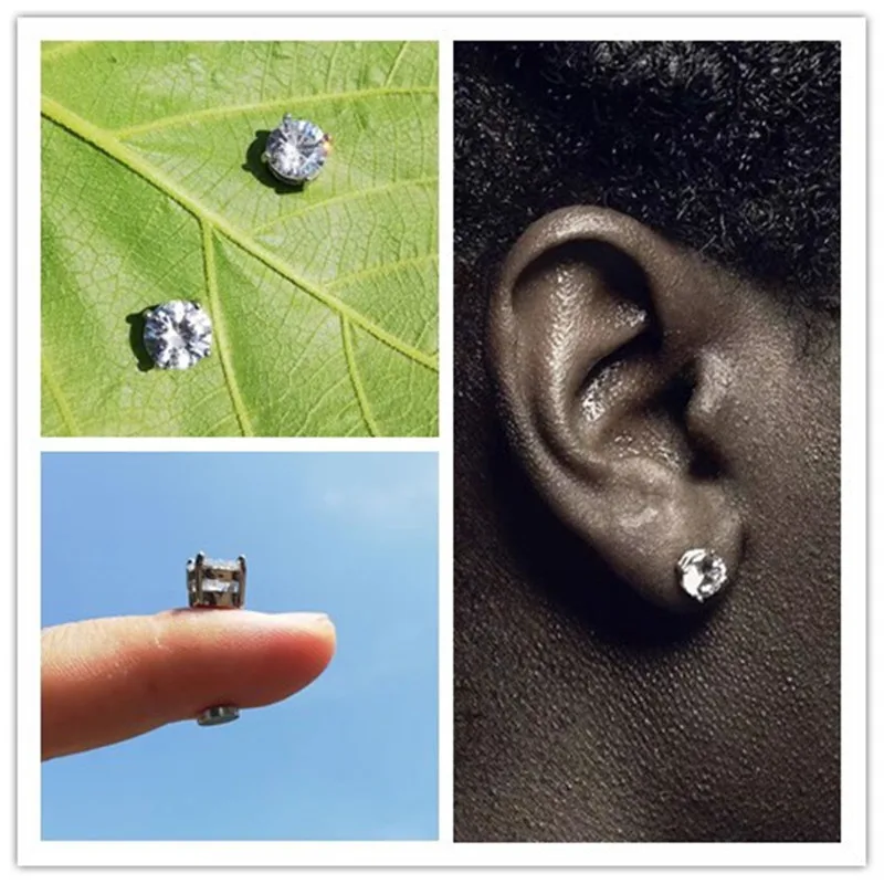 Magnet Earrings 2019 New Tide Simple Cold Wind Men and Women Magnet Stone Earless Personality Ear Clip Men Copper Material Ear