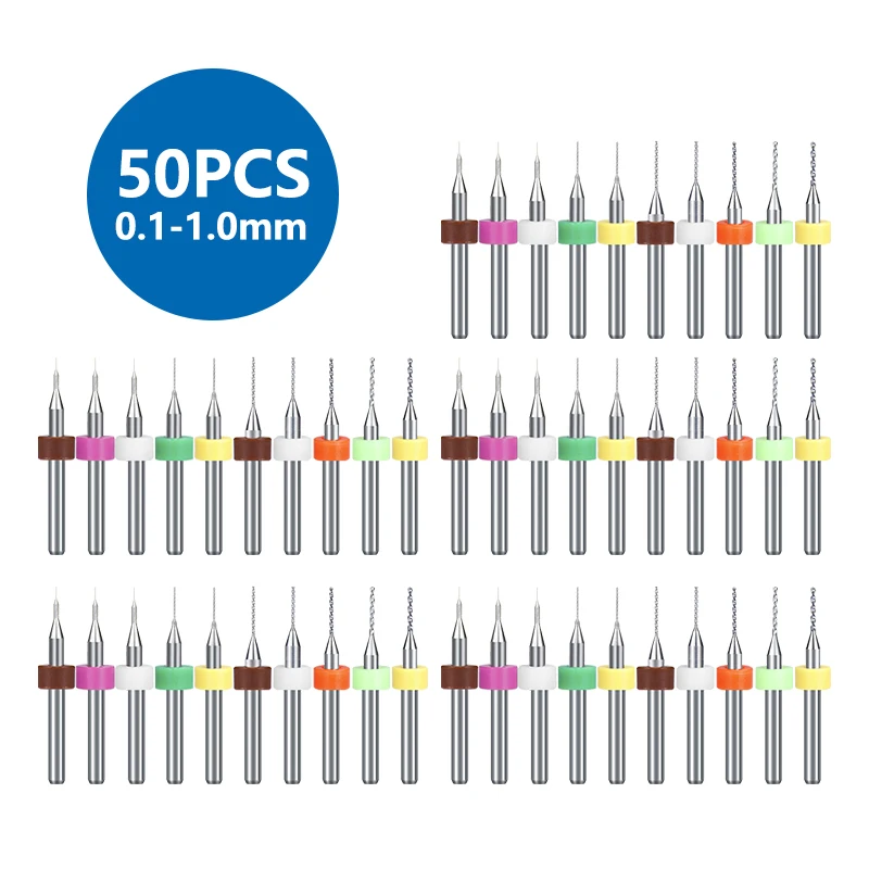 PCB Mũi 50 Chiếc 0.1-1.0Mm Hợp Kim Vonfram Súng Mũi Khoan PCB Bảng Mạch Micro dụng Cụ Khoan Bit