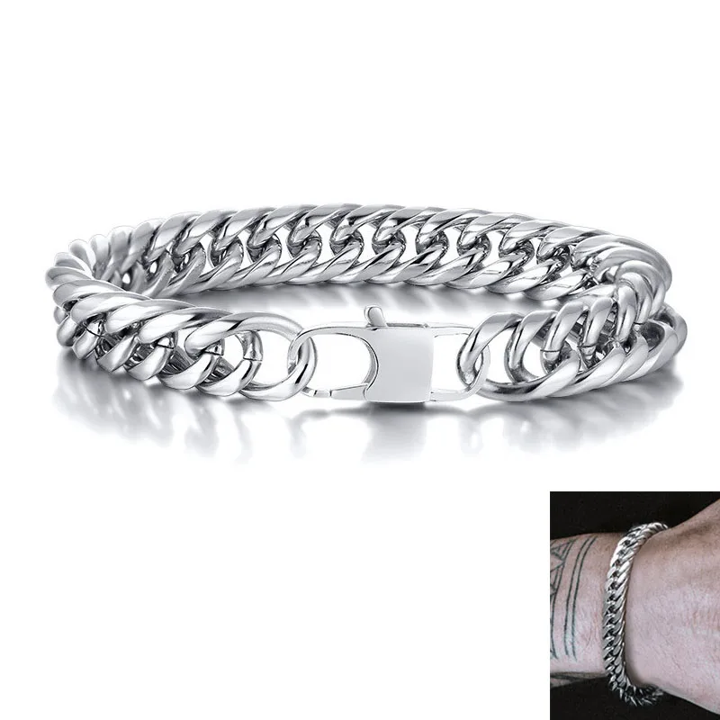 

2021 Simple Stainless Steel Chain Bracelet for Men's Boys Hip Hop Punk Man Bracelets Accessories Jewelry