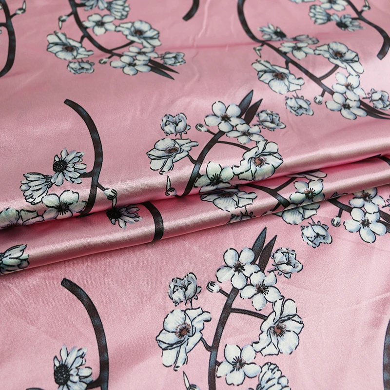 By Meter Blumen-Satin-Stoff, glänzend, weich, Schal, Hemd, Nachtwäsche, Material Charmeuse – Detail 31