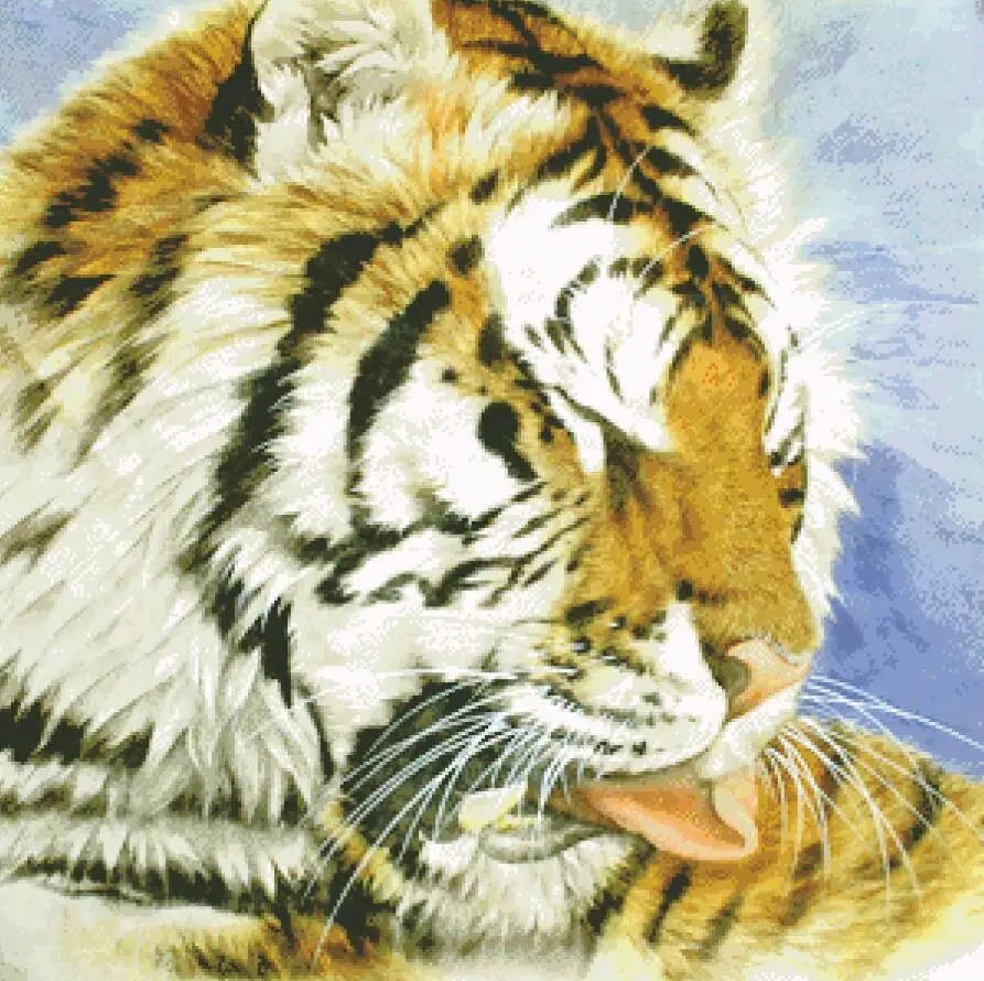 

Tiger B cross stitch package animal 18ct 14ct 11ct cloth cotton silk thread embroidery DIY handmade needlework