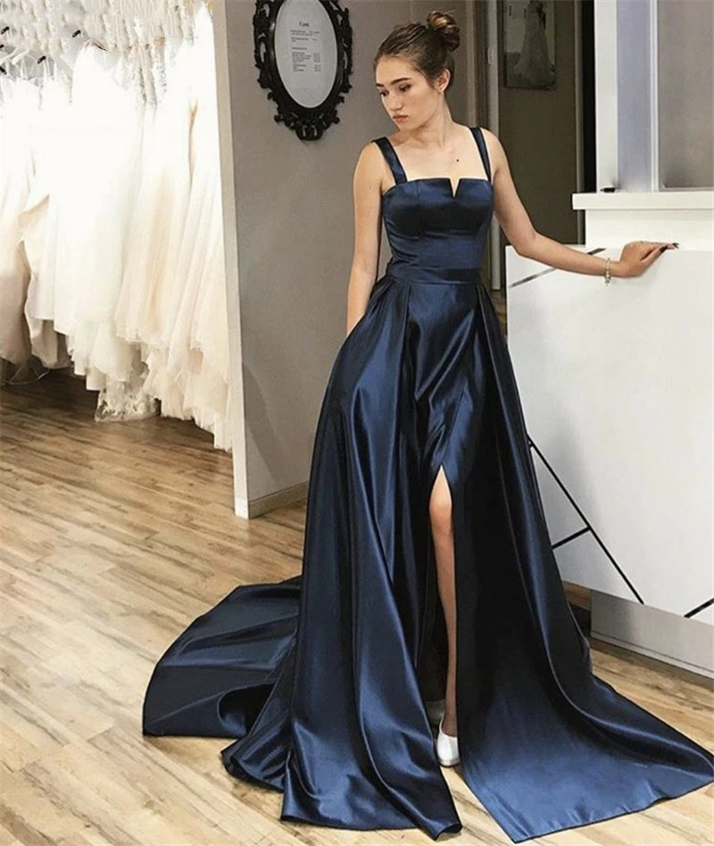 Áo Váy Ngủ Dây Chữ A Satin Cao Cấp Đầm Có Dây Kéo Áo Dây De Soirée Femme Vestidos De Fiesta