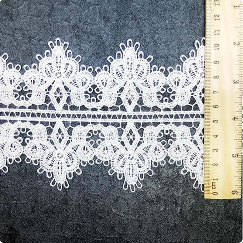 GXINUG 1 yard 10.5cm Water Soluble Milk Silk Flower Lace  Trim Ribbon Dress Applique Embroidered DIY Sewing Craft
