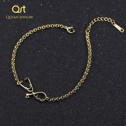 Personalisierte Name Armband Nach Stethoskop Charme Armband Mode Edelstahl Stethoskop Souvenir Schmuck Männer Frauen Geschenk