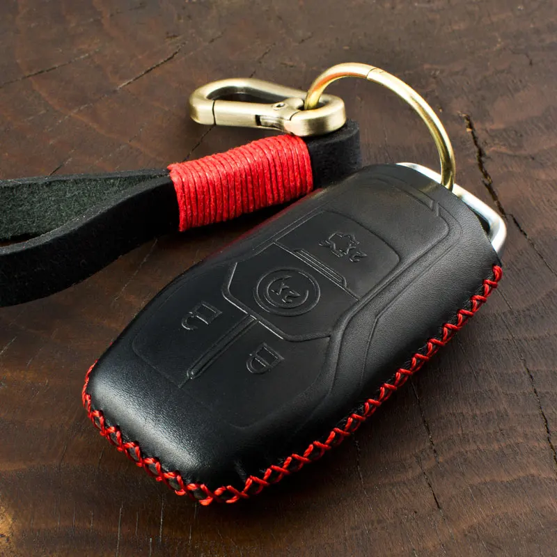 

1 Pcs Genuine Leather Key Cover Araba Aksesuar Key Case For Ford Explorer Taurus Mondeo Keyless Entry Car Accessories