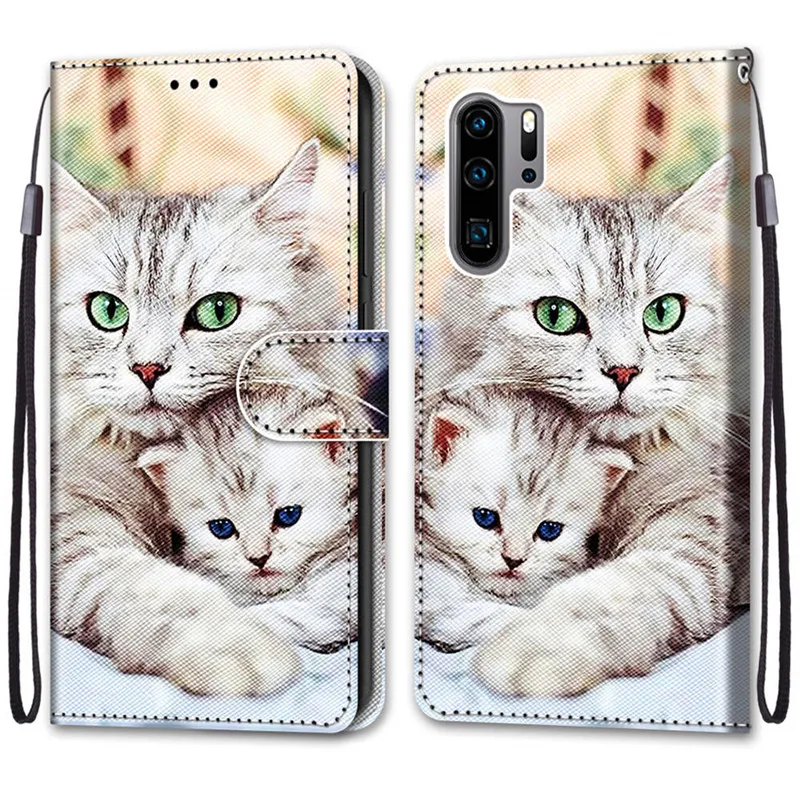 Custodia per animali Cool per Huawei P30 custodia in pelle Flip na per HW P20 Pro P10 P9 P8 P 30 20 10 P40 Lite E custodia a portafoglio Lion Bear