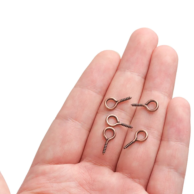 100–200 Stück kleine kleine Mini-Augennadeln, Nietstifte, Haken, Ösen, Schraubgewinde, goldfarbene Verschlüsse, Haken, Schmuckzubehör für die Herstellung von DIY – Detail 4