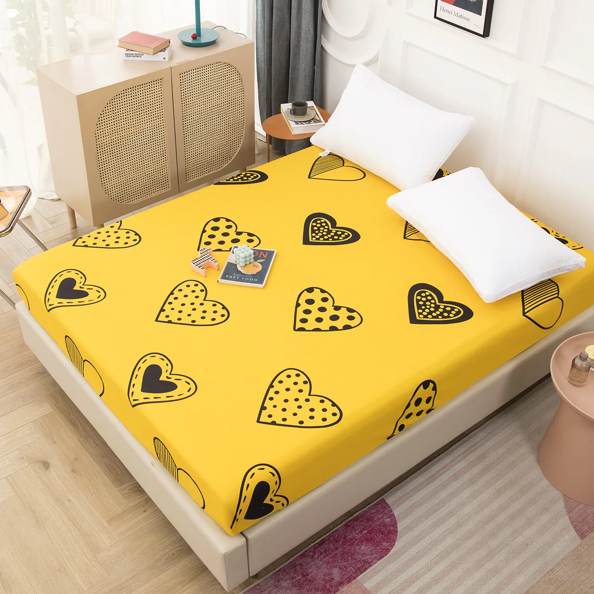 

Yellow Cute Bed Sheets for Bed Twin Queen Sheets Bed Cover with Elastic Band Massage Table Fitted Sheet Full Adult Home Textiles