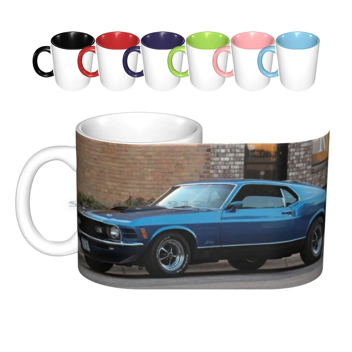 Tazas de café de cerámica para coche, tazas de té con leche, 1970 Mach 1 Mach 1 1970, azul, azul, coche clásico, 70s, 60s, 1970