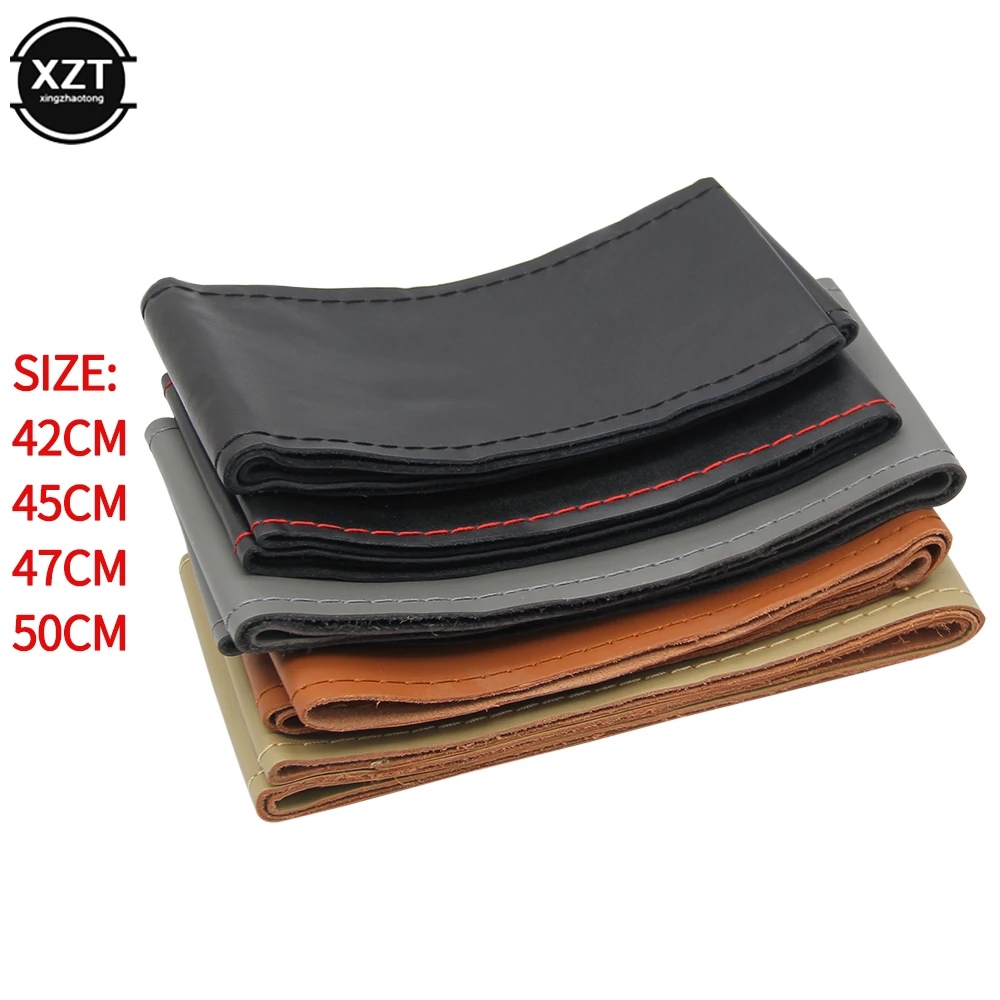 Genuine Leather 42/45/47/50 CM Steering Wheel Cover For Bus Truck Car For BENZ IVECO forCummins TRUCK Bus Van Lorry