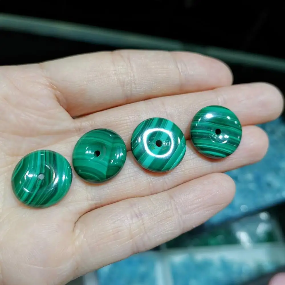 20mm Natural Malachite circle Donut Semi-Precious stone Amulet Lucky Coin Donut  for Pendant Necklace