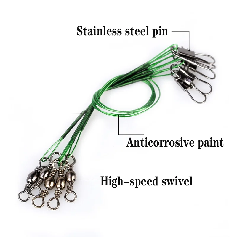 20pcs 15/20/25cm Stainless Steel Wire Leader Fishing Leash With Swivel 50LB Anti-bite Line Leadcore For Lure Accessories Pike