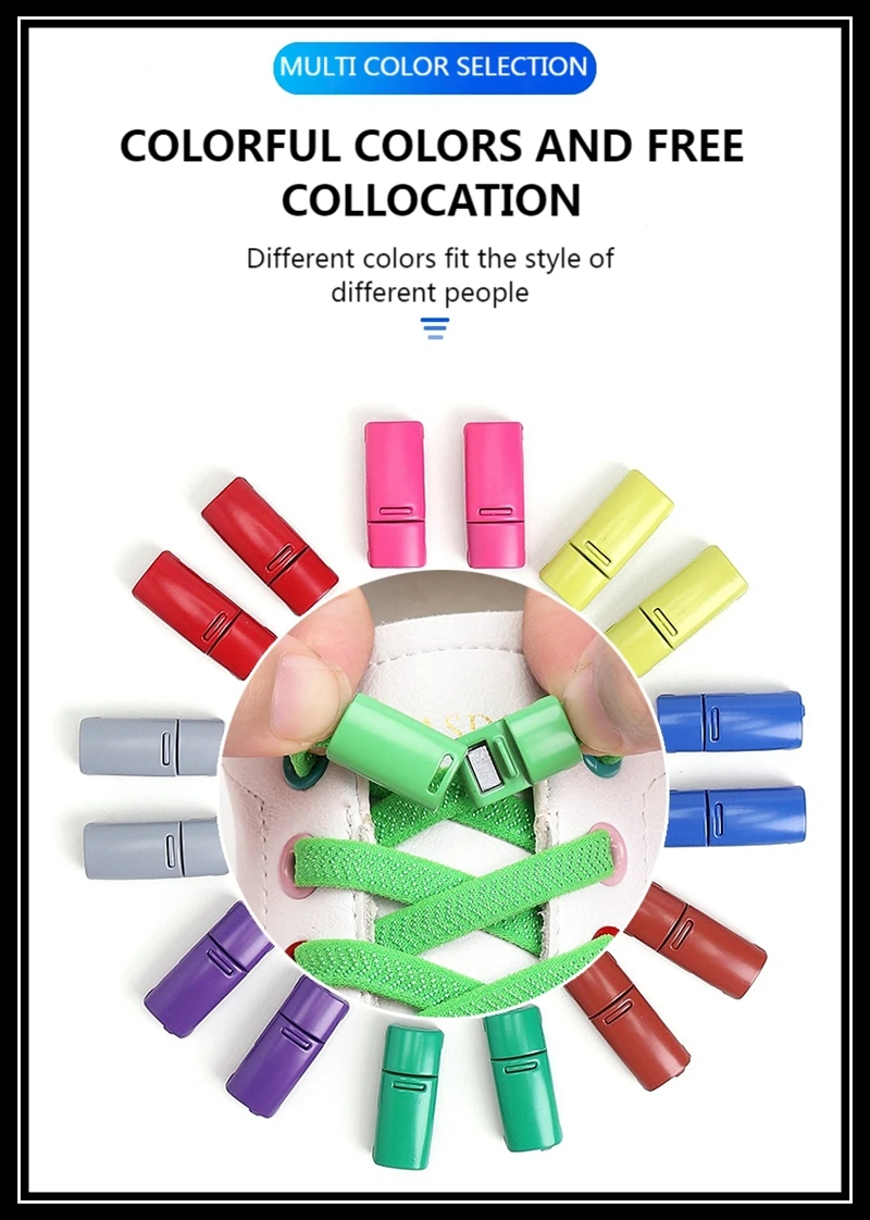 20 Farben Flache Schnürsenkel für Sneaker, Elastische Schnürsenkel ohne Binden, Schnelles An- und Ausziehen, Lazy Shoes Schnürsenkel Gummiband – Detail 3