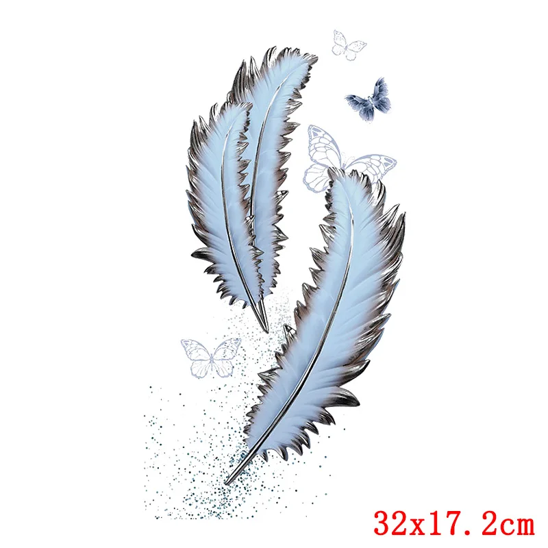 Pulaqi Feather Applique For Shirt Heat Transfer Vinyl Washable Sticker Stripes On Clothes Flowers/Animal Iron On Transfer Patch