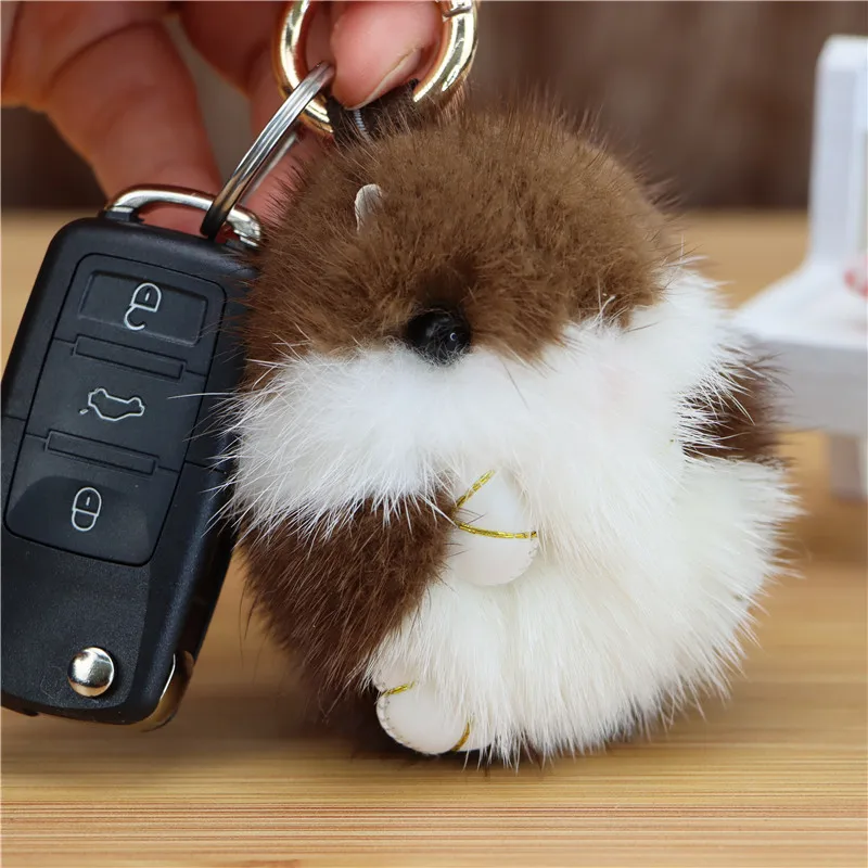 

Mink Hair Mini Super Cute Little Hamster Fur Pendant Cute Hamster Doll Super Q Bag Pendant Key Chain Children Animal Doll