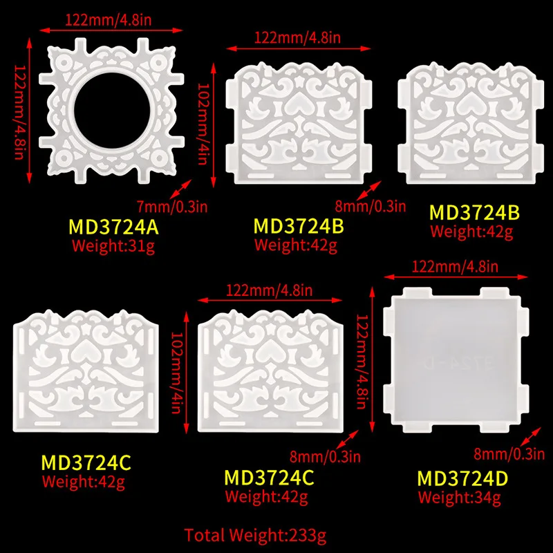 DIY Tissue Box Crystal Epoxy Resin Mold Pumping Tray Mold Hollow Pattern Storage Car Tissue Box Silicone Mold