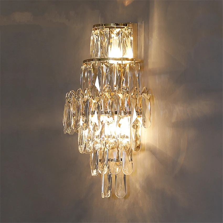 Post-modern Crystal Princess Room Wall Lamps Living Room Bedroom Sconces Wall Lights Luxury Bathroom
