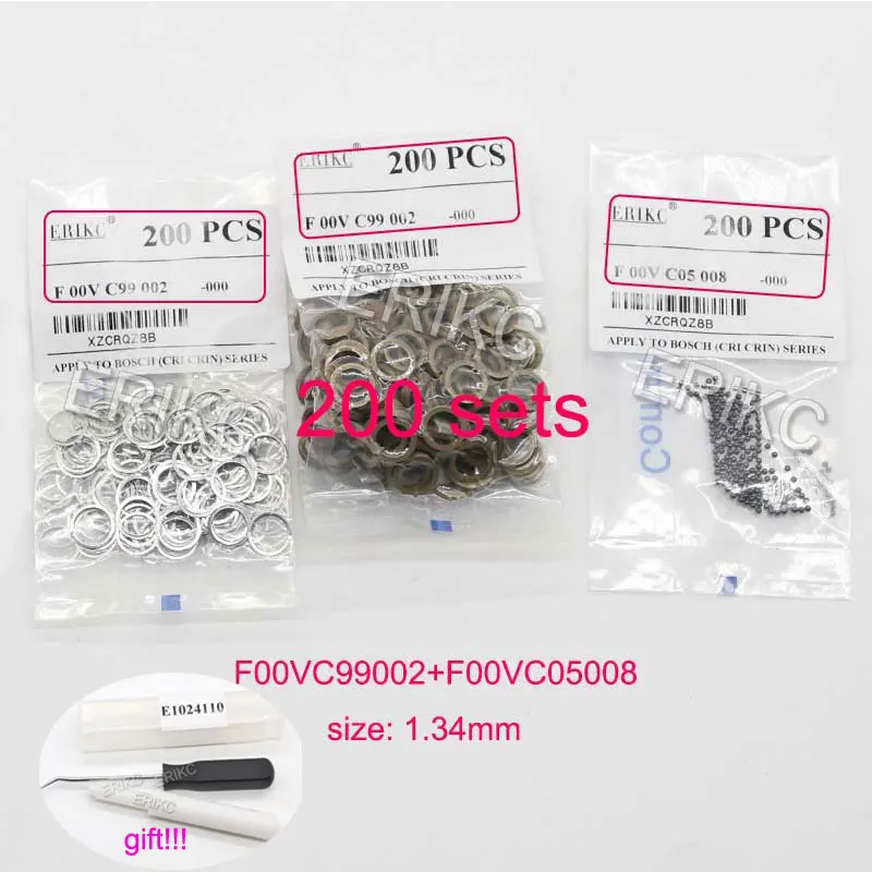 

ERIKC 200PCS Repair Sealing Ring F00VC99002 Size 1.34MM Ceramics Balls F00VC05008 For 0445110275 0445120090 0445110059