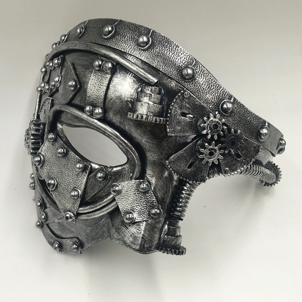 Mechanische Versnelling Masker Steampunk Punk Maskerade Cosplay Masker Bal Half Gezicht Mannen Kostuum Halloween Party Props Volwassen Anime Masque