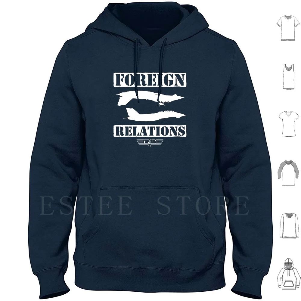 Foreign Relations Hoodie Long Sleeve Maverick Tom Gun Fans 80s 1980s Lt Pete Mitchell Goose Inverted