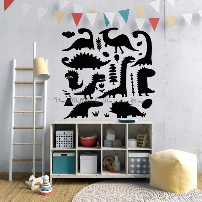 Vinyl wall sticker cute dinosaurs can be moved DIY decoration children's room baby room decoration vinyl decals gifts for babies