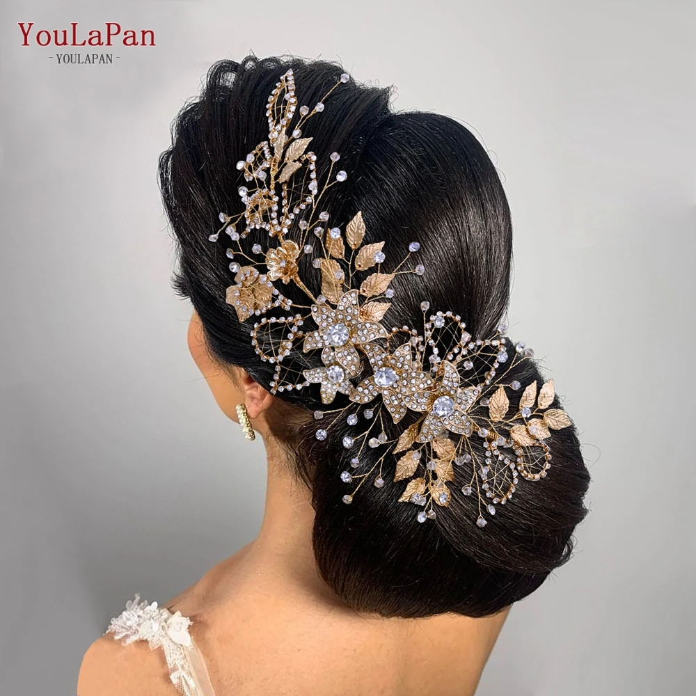 

TOPQUEEN Alloy Flower Wedding Headpiece Wedding Hair Band Crystal Headpieces for Bride Headbands Bridal Tiara and Crown HP282