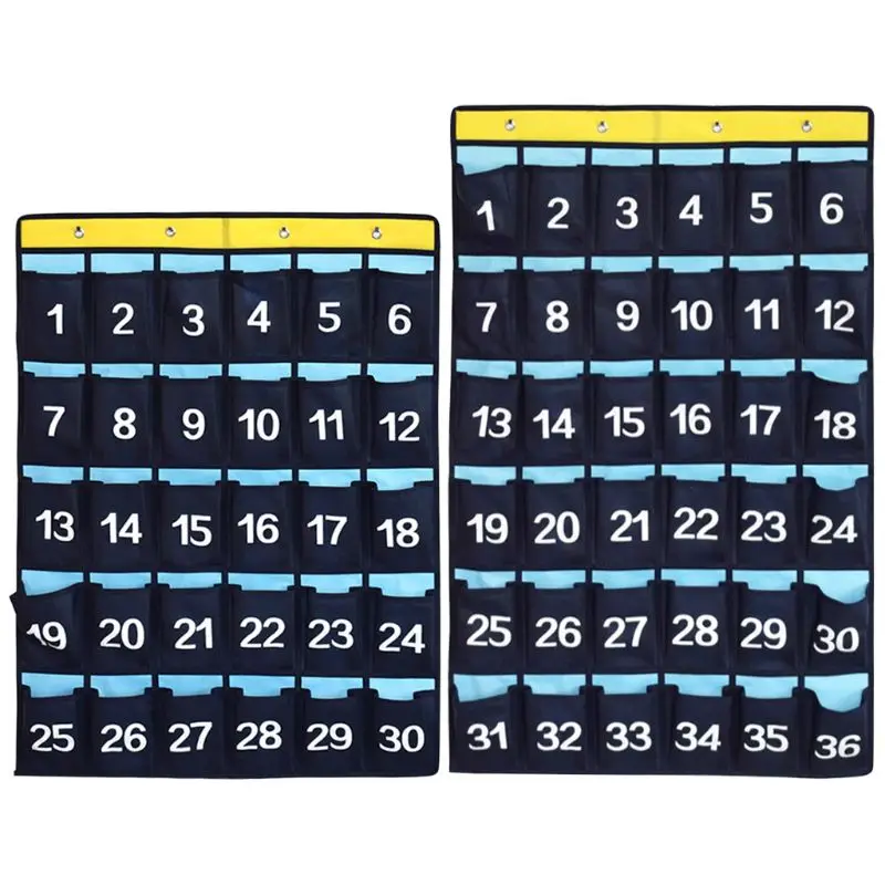 30 Pockets Numbered Classroom Pocket Chart for Cell Phones Calculators Holders M5TB