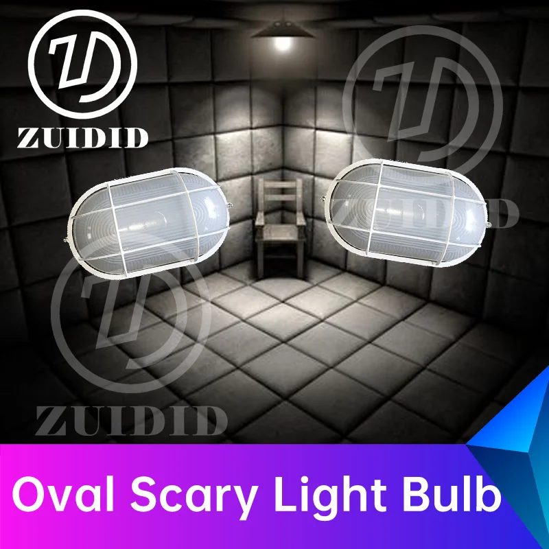 ZUIDID escape room prop oval scary light bulb on and off randomly, creating a terrifying atmosphere of circuit failure