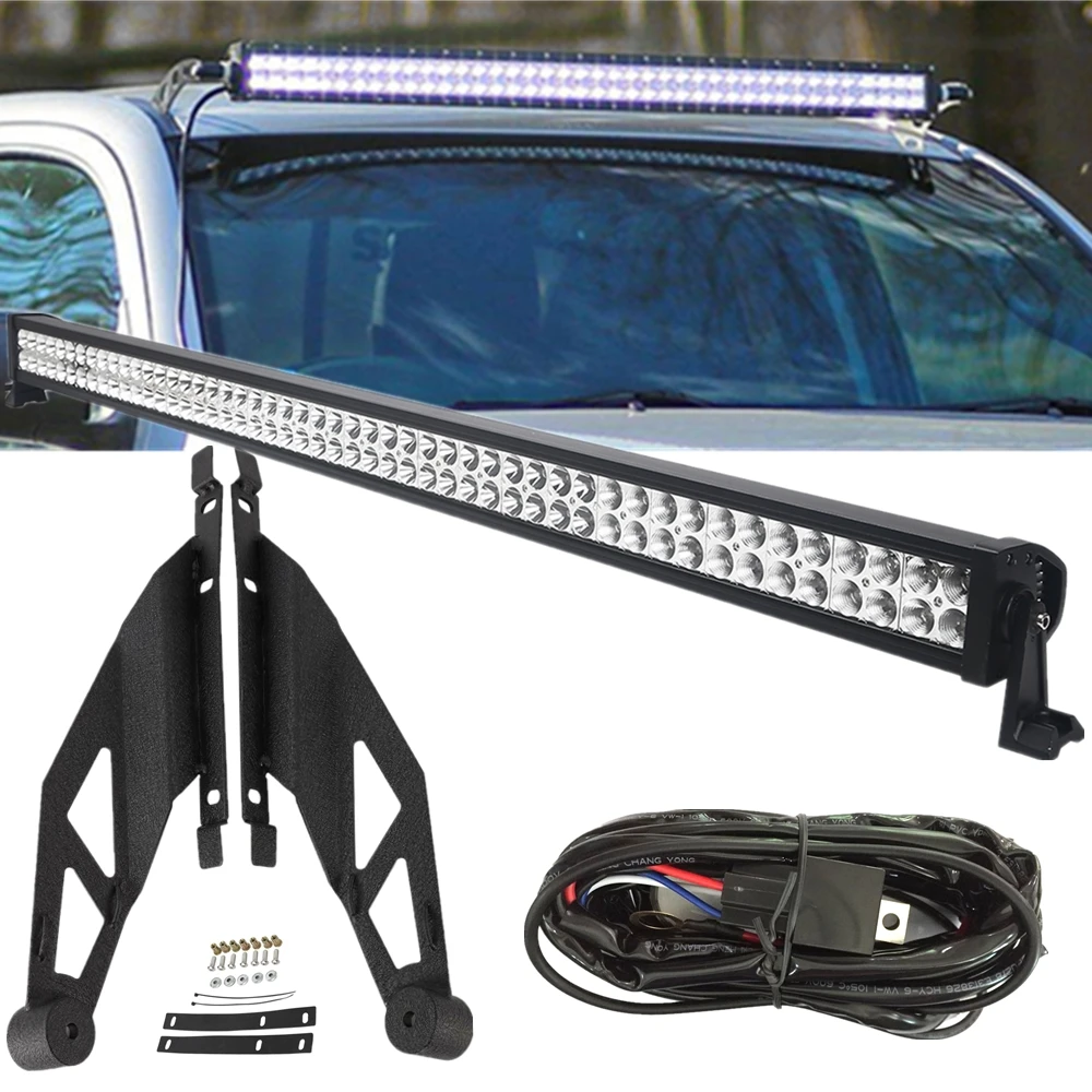 

50" 288W Straight LED Light Bar With Windshield Roof Mounting Brackets For Toyota Tacoma 2005-2014 With Free Harness