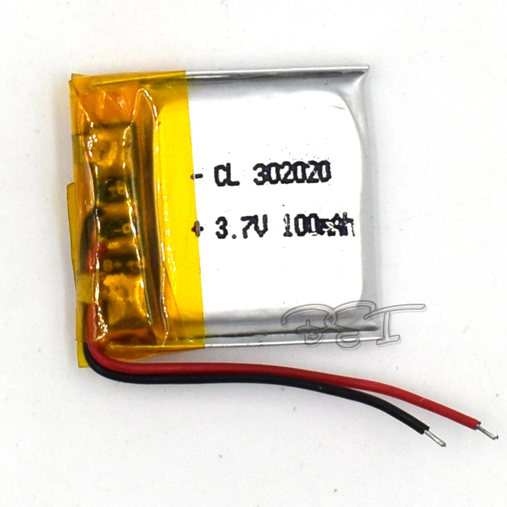 Bateria de lítio recarregável do polímero, gravador de navegação, 3.7v, 302020, 100mAh, 3*20*20mm, 5PCs