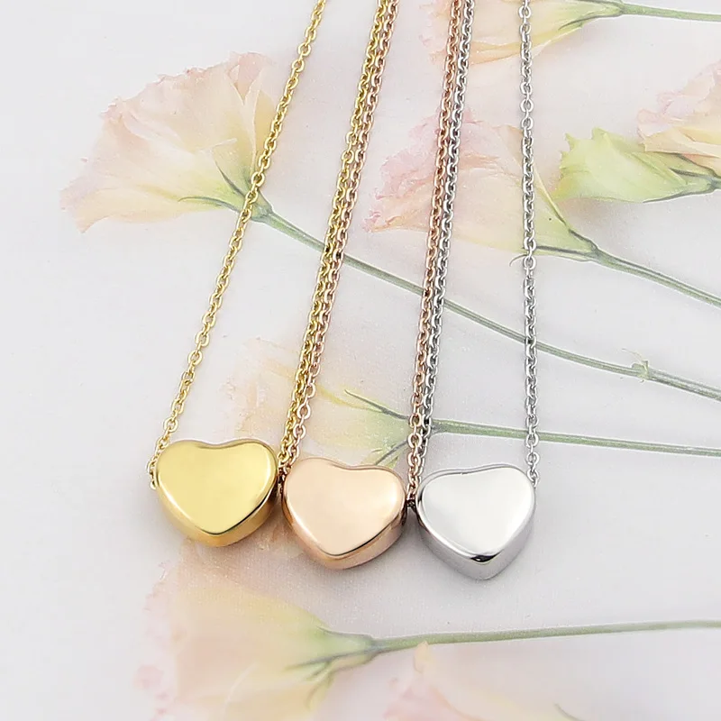 New Design Radian Heart Shaped Pendant Necklace For Women Stainless Steel Beautiful Gold Color Jewelry Love Necklace Wholesale