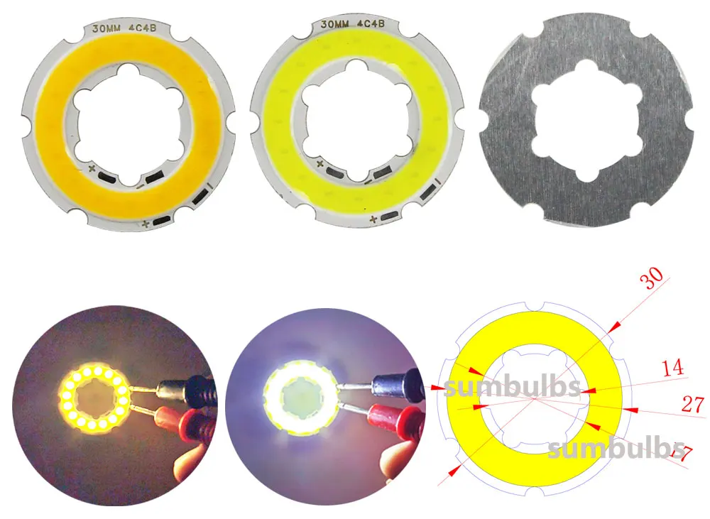2W-12W Angel Eyes LED COB Light Source Annual Shape 12V DC 20mm-120mm COB Ring LED Cold Warm White Light Source for DIY Bulb