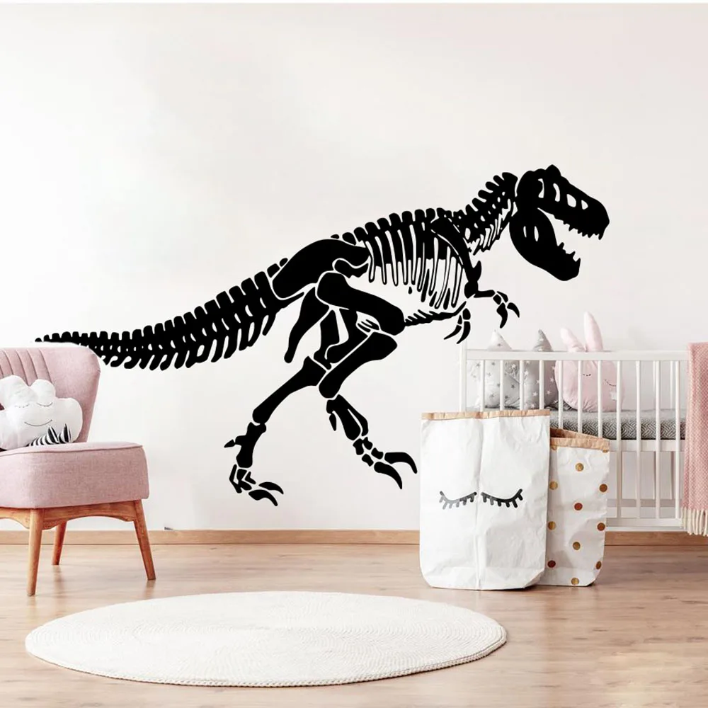 Geometric Skeleton Dinosaur Wall Decal Children Room Kids Dino Animal Wall Sticker Playroom Vinyl Home Decor