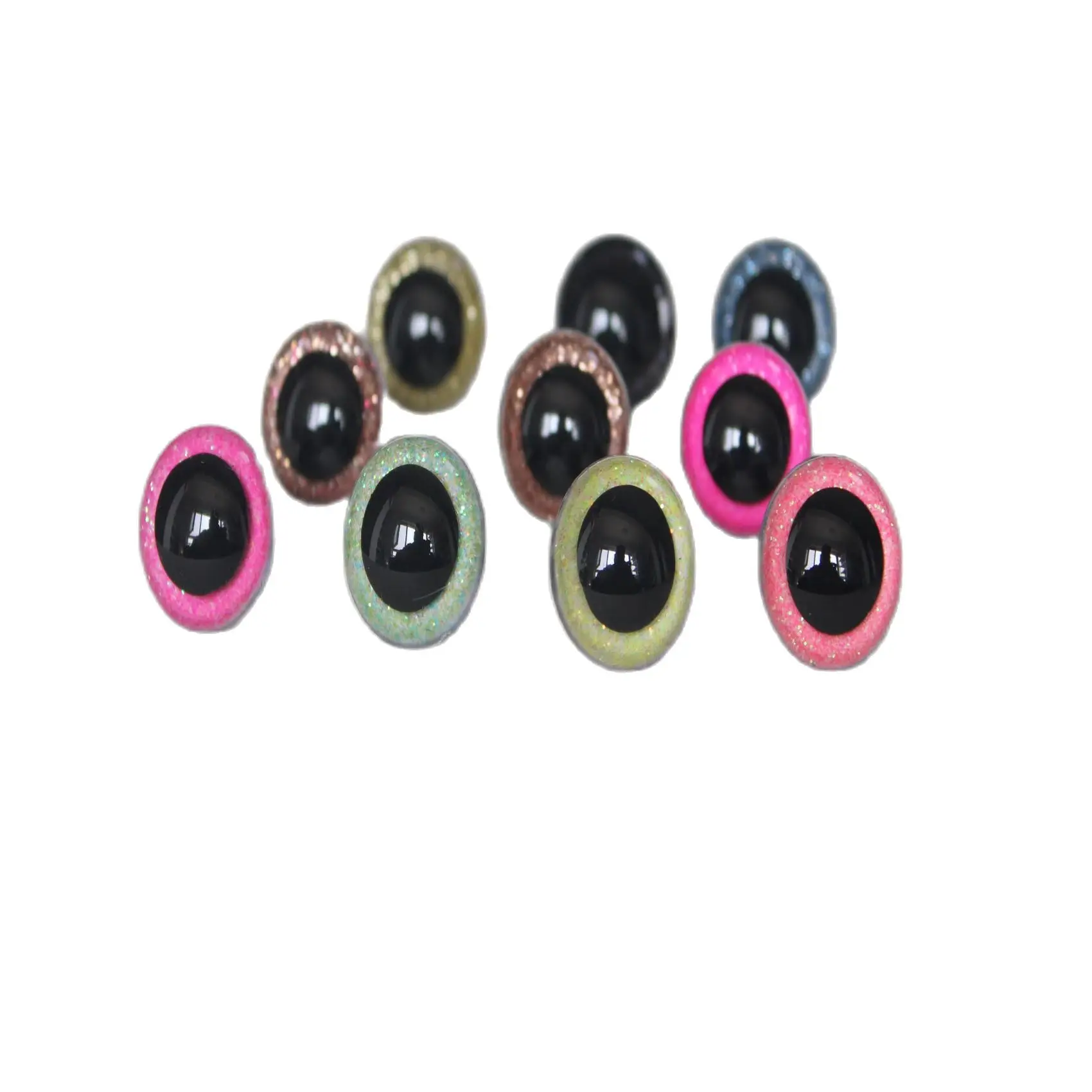 

new style colorful eyes 9mm-20mm round plastic clear glitter toy safety eyes+ hard washer for plush doll findings--20pcs