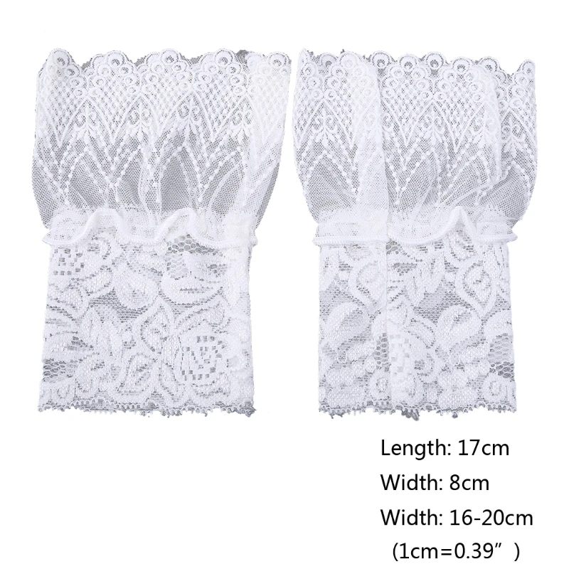 Frauen Lotus Blatt Gefälschte Sleeves Crochet Floral Spitze Plissee Rüschen Horn Manschetten Pullover Dekorative Sonnencreme Handgelenk Wärmer