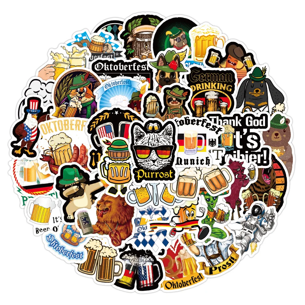 10/30/50pcs Oktoberfest Beer Cool Stickers Decals DIY Guitar Laptop Skateboard Luggage Car Waterproof Graffiti Kids Sticker Toys