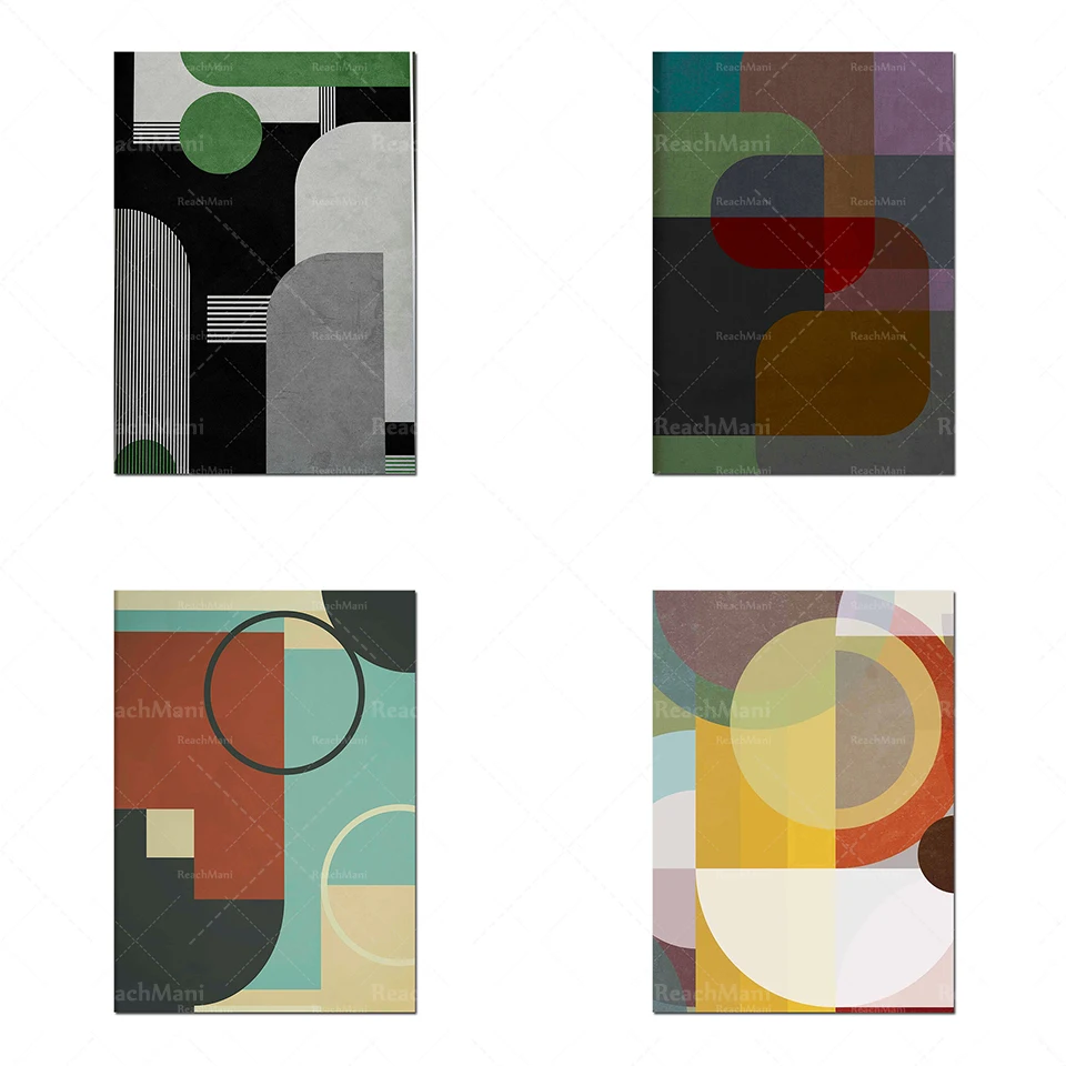 Art moderne imprimable du milieu du siècle, impressions abstraites, impressions d'art colorées, art mural rétro, art mural de bloc de couleur, grands College modernes