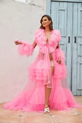 Robes de maternité longues en Tulle, Sexy, sur mesure, vêtements de nuit pour fête d'anniversaire, pour séance Photo, Images réelles