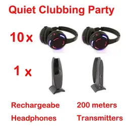 Fornitura di fabbrica LED Silent Disco Headphone sistema completo 10 pezzi Bundle