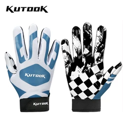 KUTOOK American Football Rugby Gloves Goalkeeper Gloves Non-slip Palm Pad Protection Soccer Gloves Full Finger Baseball Gloves