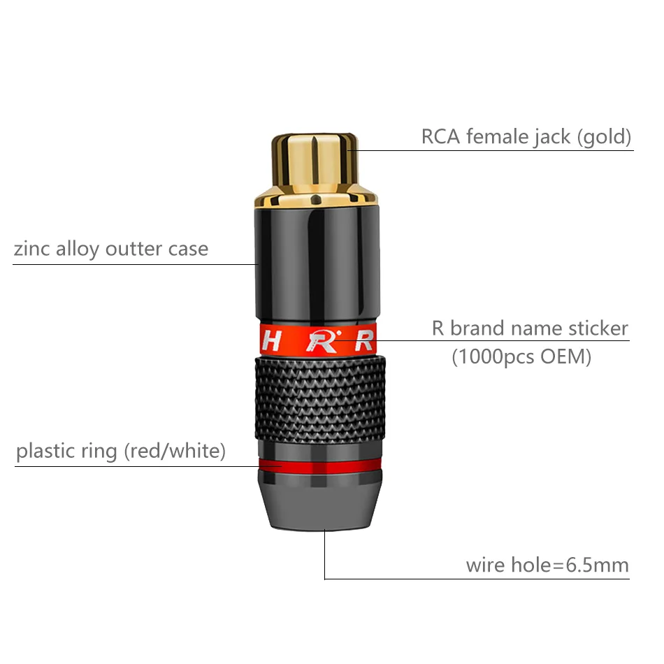 1pair/2pcs High Quality RCA Connector RCA Plug Jack Socket Audio Adapter Black&Red in 1 Pair Speaker Plug Gold Plated