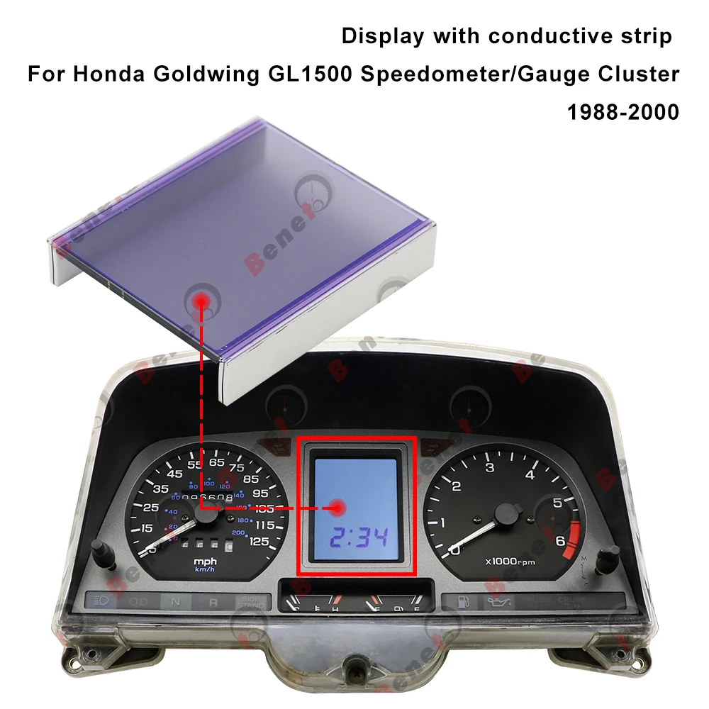 

Display for Honda Goldwing GL1500 Speedometer/Gauge Cluster 1988-2000 ( with conductive strip)