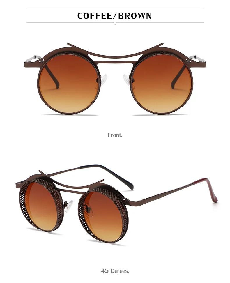 Steampunk Sonnenbrille Männer Mode Runde Punk Gläser Frauen Vintage Luxus Retro Vasos Decorativos Gafas De Sol Zonnebril Heren – Detail 22