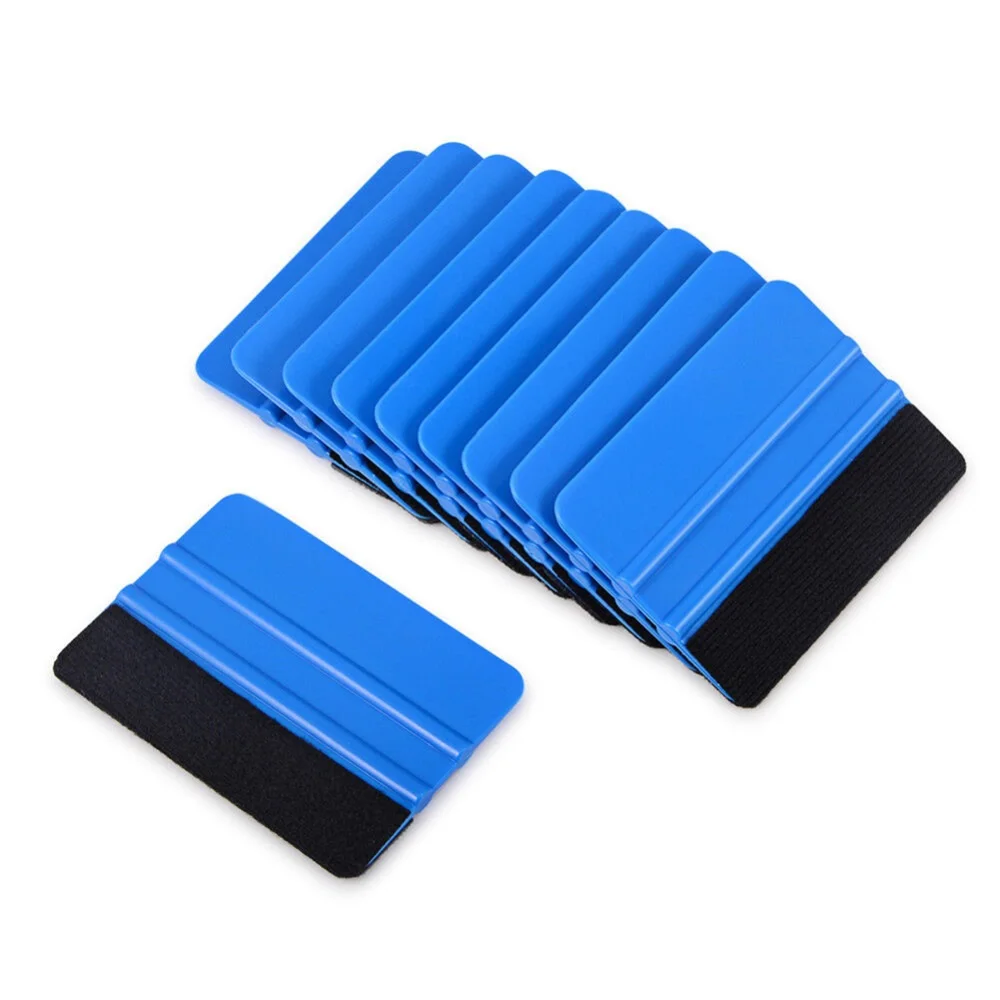 1Pcs 10x7cm Auto Styling Vinyl Carbon Fiber Window Ice Remover Cleaning Wash Car Scraper With Felt Squeegee Tool Film Wrapping