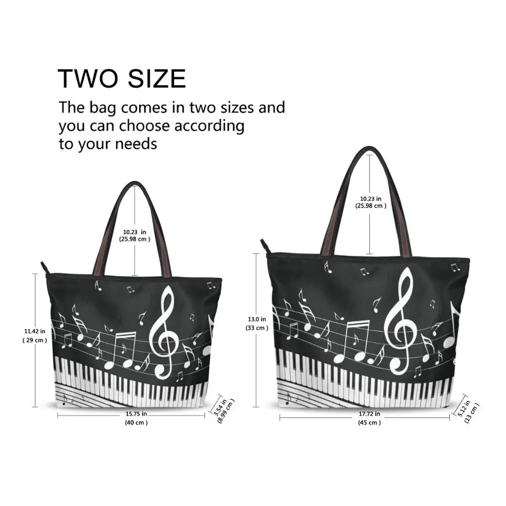 ALAZA Music Note Design Casual Women Shoulder Handbags Large Capacity Beach Bag for Ladies Piano Print Tote Bags Bolsa Feminina